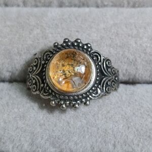Elegant Silver and Amber Ring